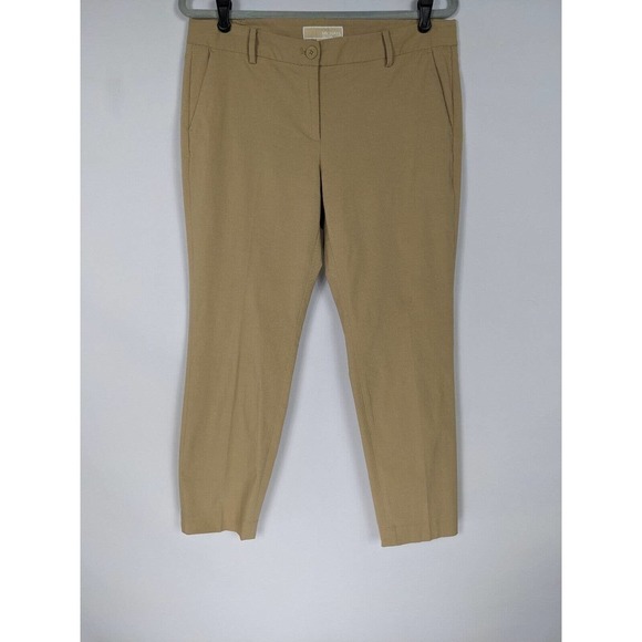 Michael Kors Khaki Chinos Tan 10 Petite 10P Straight Leg Pockets Skinny Tapered - Picture 1 of 7